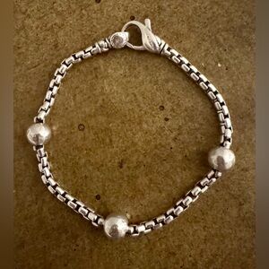 JAI Sterling Silver Beaded Bracelet - Average Size Fit/Approximately 7-1/4”